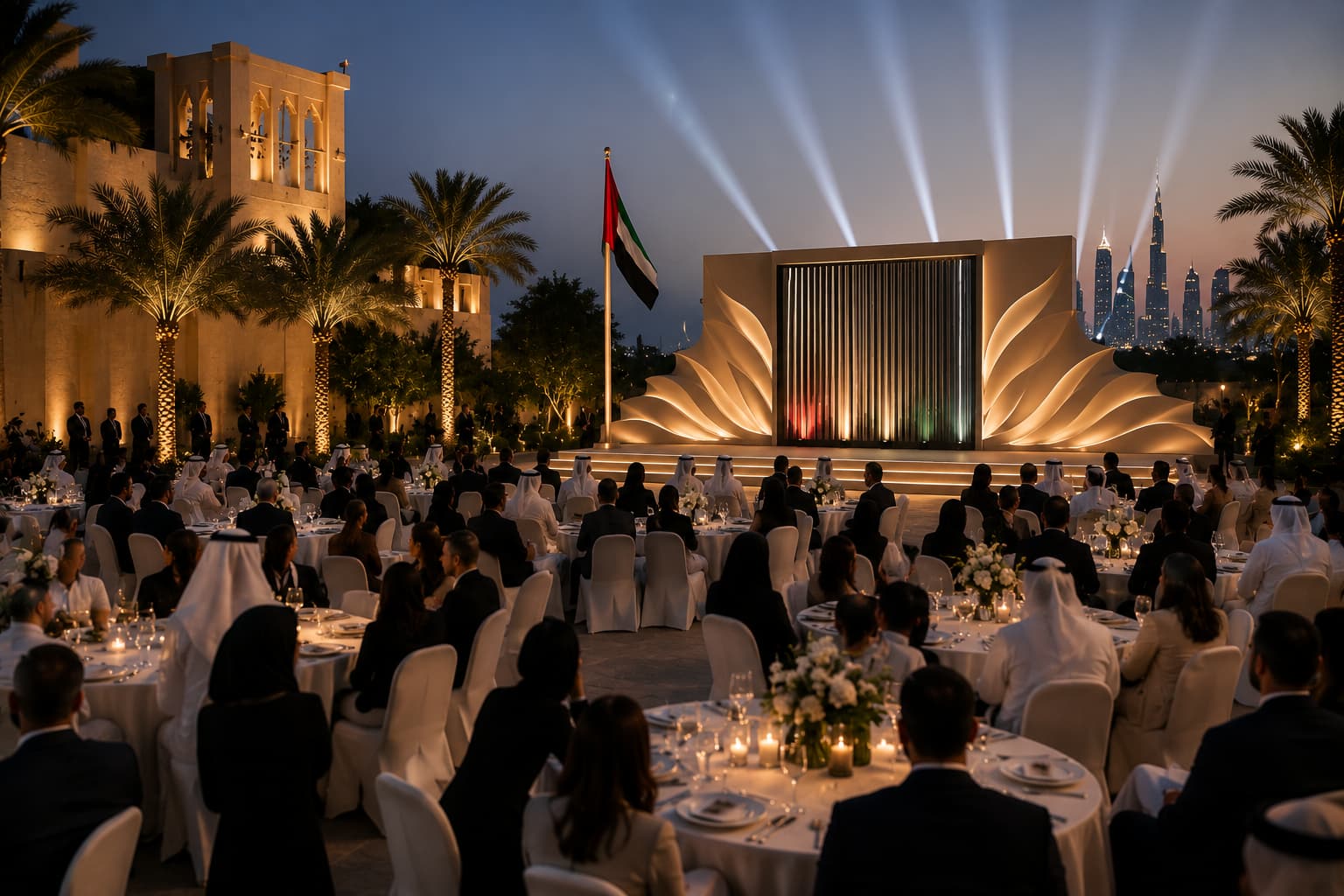 Outdoor event with lights